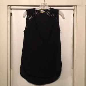 Long black sheer tank with cut outs